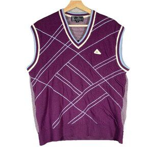 Vintage Monte Carlo Magna Wool Sweater Vest Men's 46 Purple Preppy Grandpa